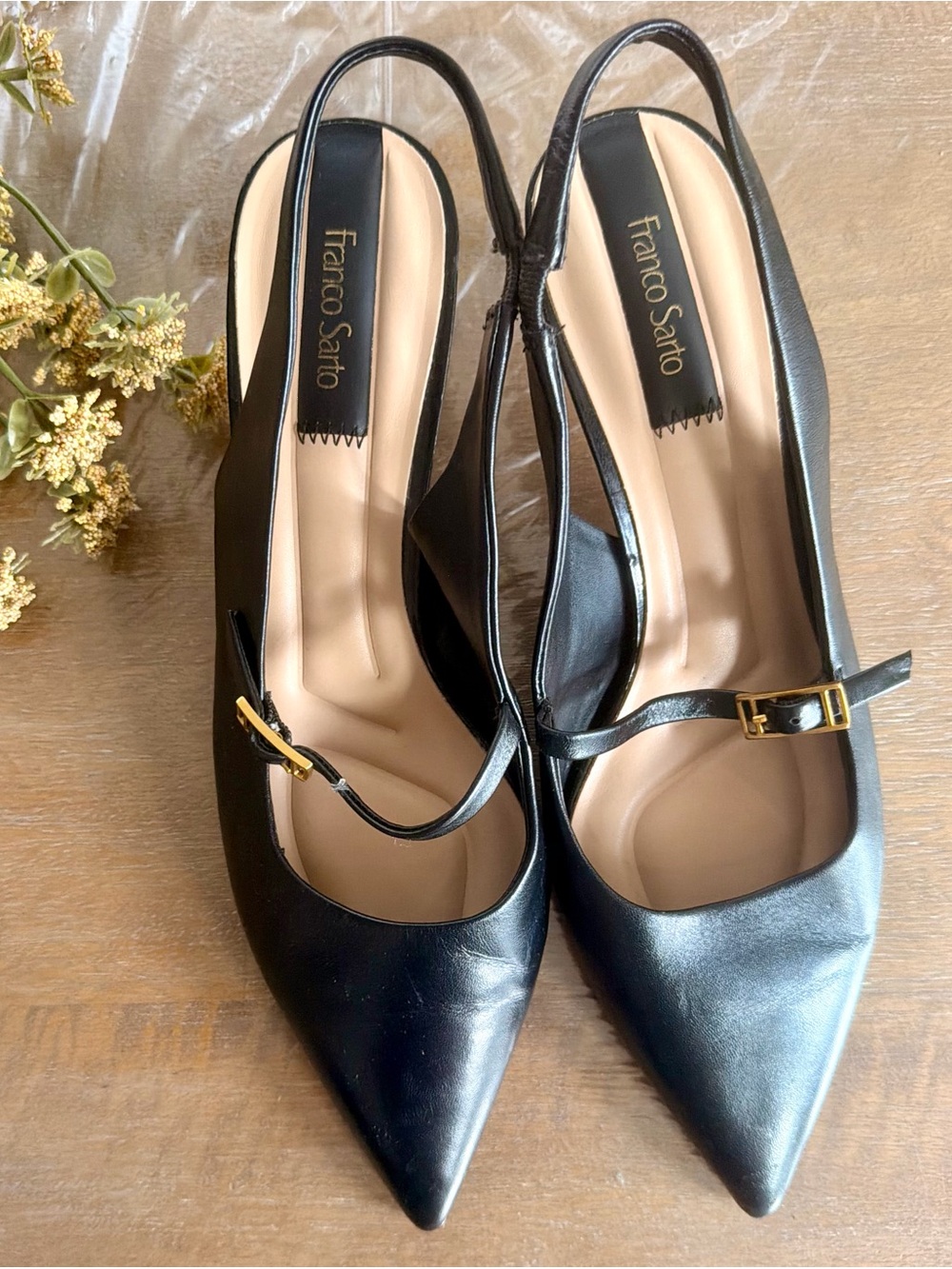 Franco Sarto - Black Pointed-Toe Slingback Pumps